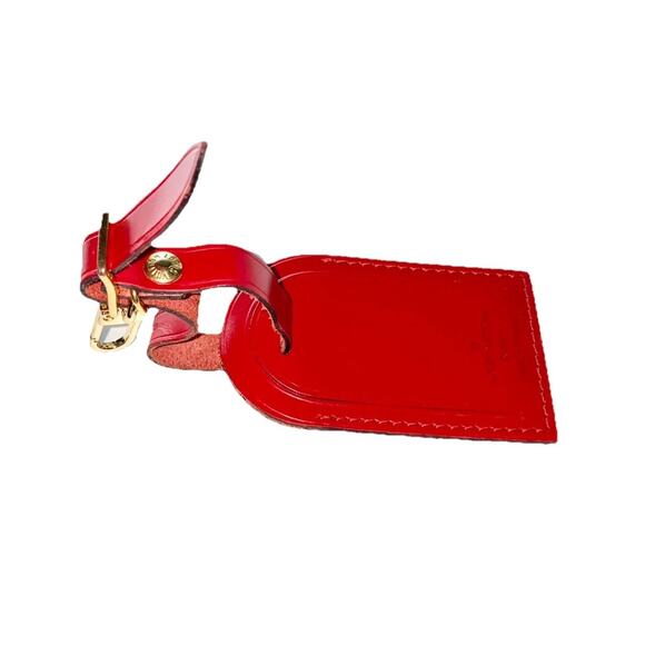 Louis Vuitton Red Leather Tag Goldtone Accent France AUTHENTIC ❤️ - Picture 2 of 7